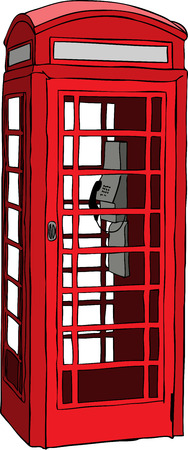  illustration of British red phone booth in Londonのイラスト素材