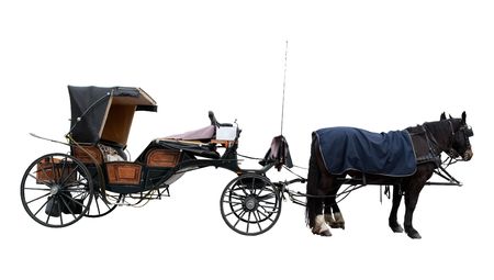 Old horse coach ready for driveの写真素材