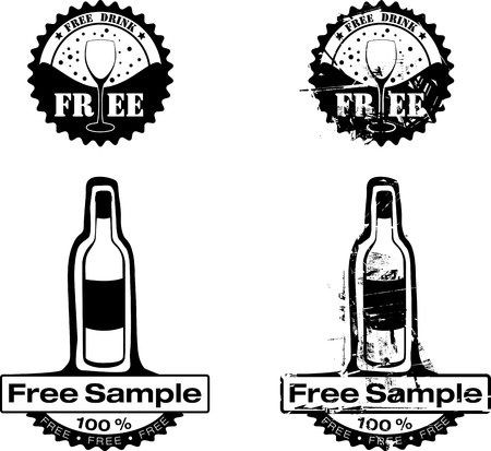 Free Drink Rubber stamp icon setのイラスト素材