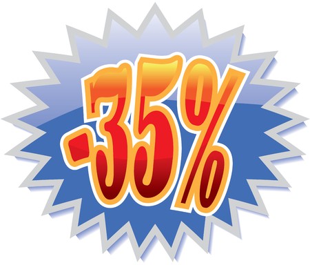 Blue discount label with red -35%のイラスト素材