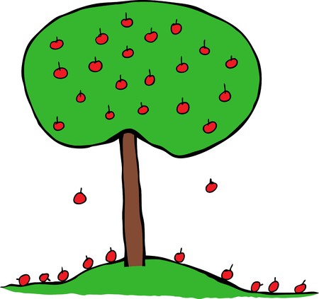 Green apple tree with red applesのイラスト素材