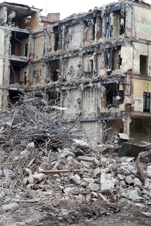 Demolished house before reconstruction or after bomb explosionのeditorial素材