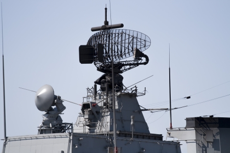 Radar of modern military shipの写真素材