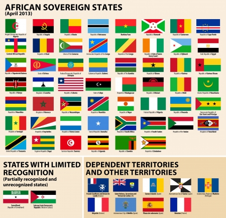 Vector set of Flags of sovereign states and other territories of Africa April 2013  のイラスト素材