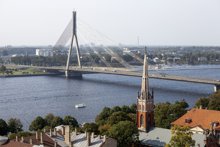 Aerial view of Riga old town. Latviaの写真素材