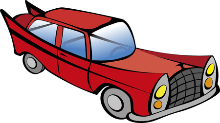 Red retro car vector illustration. EPS10 file with transparencyのイラスト素材