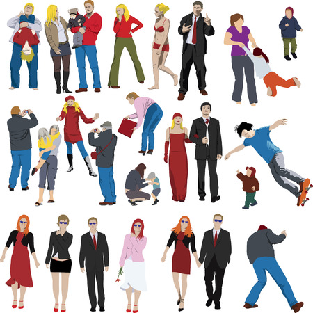 Set of vector people illustrationsのイラスト素材