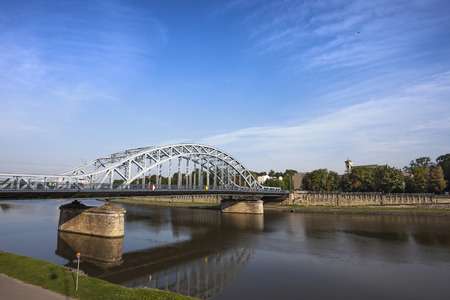 Marshal Jozef Pilsudski bridge over Wisla river Krakow Polandの写真素材