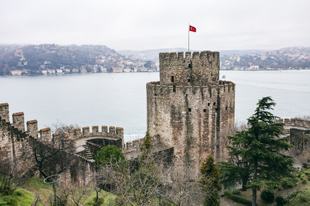 ISTANBUL, TURKEY - MARCH 20, 2011: Roumeli Hissar Castle fortress in European part of Istanbul, Turkeyのeditorial素材
