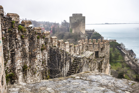 ISTANBUL, TURKEY - MARCH 20, 2011: Roumeli Hissar Castle fortress in European part of Istanbul, Turkeyのeditorial素材