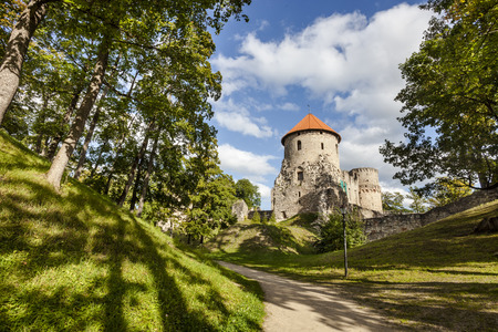 Ruins of medieval Cesis Castle, Latvia.の写真素材