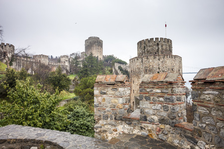 ISTANBUL, TURKEY - MARCH 20, 2011: Roumeli Hissar Castle fortress in European part of Istanbul, Turkeyのeditorial素材