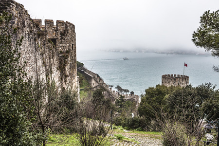 ISTANBUL, TURKEY - MARCH 20, 2011: Roumeli Hissar Castle fortress in European part of Istanbul, Turkeyのeditorial素材