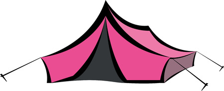 Pink Hiking and Camping Triangle Canvas tent. illustration.の写真素材