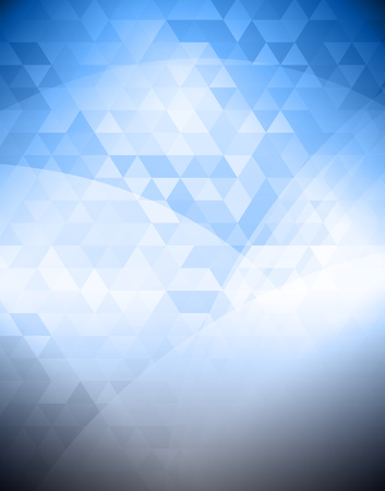 Abstract curve and triangle shape light to dark blue color mosaic background.の写真素材