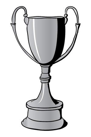 Silver Winners Trophy Cup. Hand drawn vector illustration with black contoursの写真素材