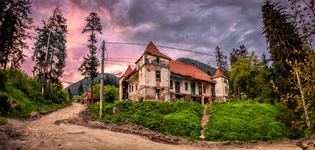 Old building ruins in small romanian villageの写真素材