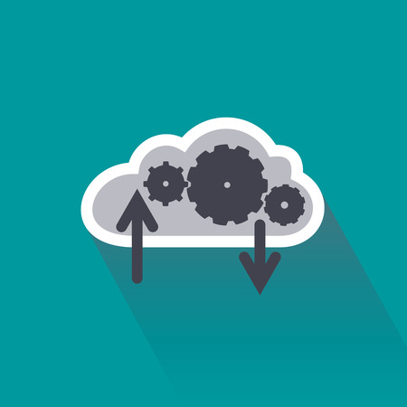 Digital data upload, computing and download on cloud server.  Vector illustrationの写真素材