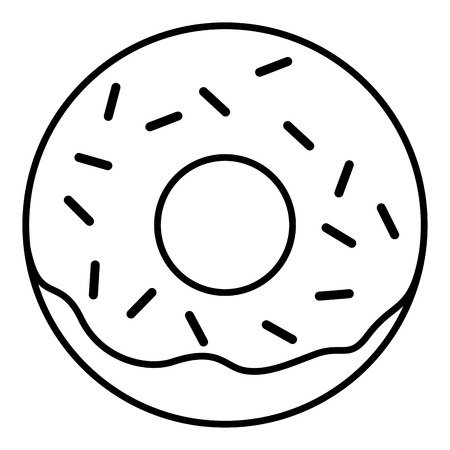 Glazed ring doughnut with sprinkles. Thin line linear vector illustrationの写真素材