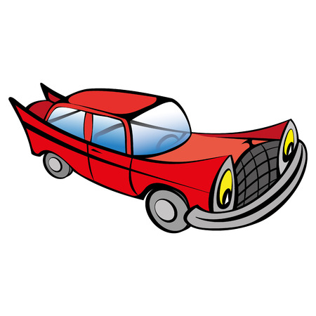 Funny old car cartoon. Vector illustration EPS10のイラスト素材