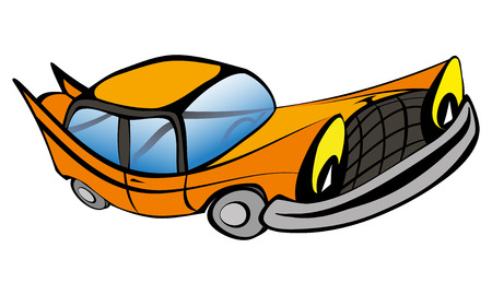 Funny old retro car cartoon.のイラスト素材