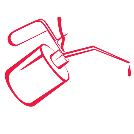 Red Oil can or Oiler with push button pump. Vector illustrationのイラスト素材