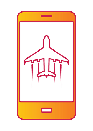Modern Touch screen cellular phone with flight mode sign on screen. Vector illustrationの写真素材
