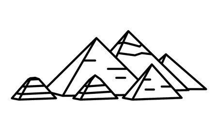 Ancient Egyptian pyramids. Linear thin line illustration.の写真素材