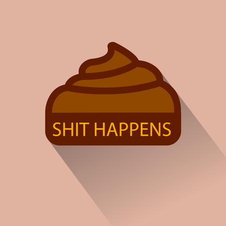Large pile of fresh shit with text Shit Happens. Flat design vector illustration. EPS10の写真素材