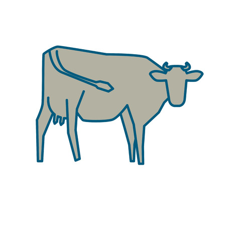 Line silhouette of Standing Cow. Linear thin line vector illustrationのイラスト素材