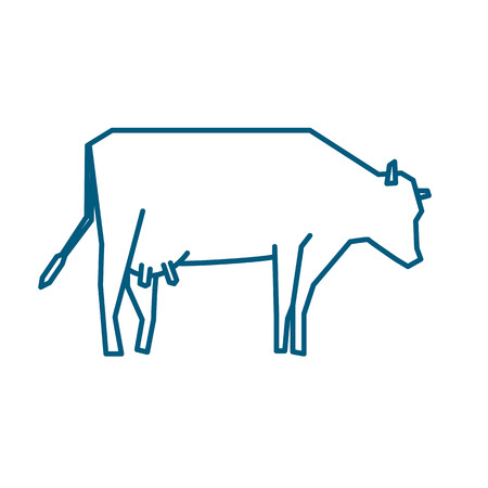 Line silhouette of Standing Cow. Linear thin line vector illustrationのイラスト素材