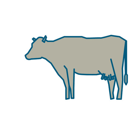 Line silhouette of Standing Cow. Linear thin line vector illustrationのイラスト素材