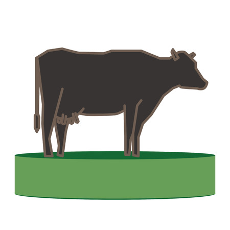 Line silhouette of Standing Cow. Linear thin line vector illustrationのイラスト素材