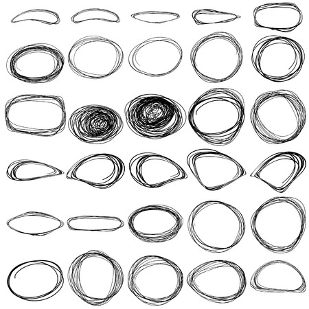Hand drawn Circle sketch Doodle Frames. Vector illustrationのイラスト素材