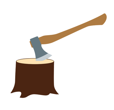 Lumberjack Axe with wooden handle. Flat design vector illustrationの写真素材