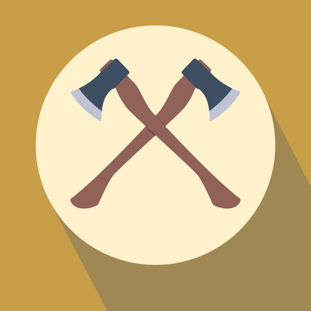 Two crossed Lumberjack Axes. Flat design vector illustrationの写真素材
