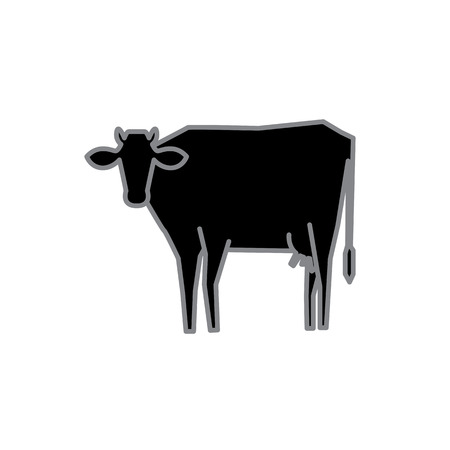 Line silhouette of Standing Cow. Linear thin line vector illustrationのイラスト素材
