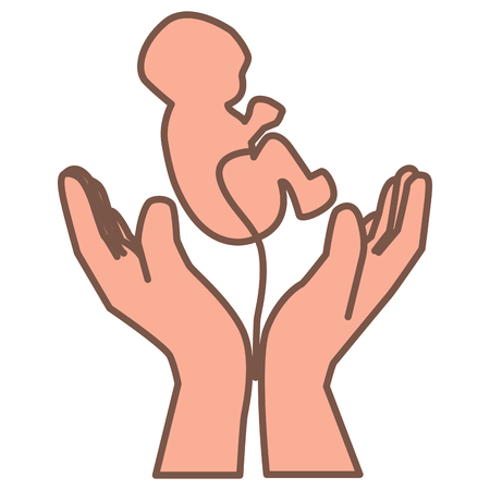 Hands holding embryo or newborn child.の写真素材