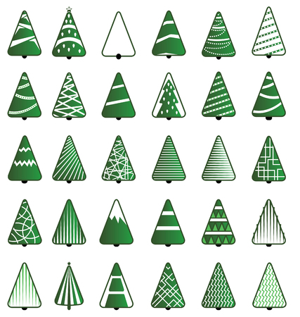 Green Christmas Tree Icon setの写真素材