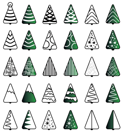 Green Christmas Tree Icon setの写真素材