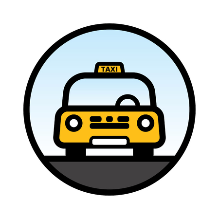 Yellow Taxi Cab. Linear vector illustration with editable line.の写真素材