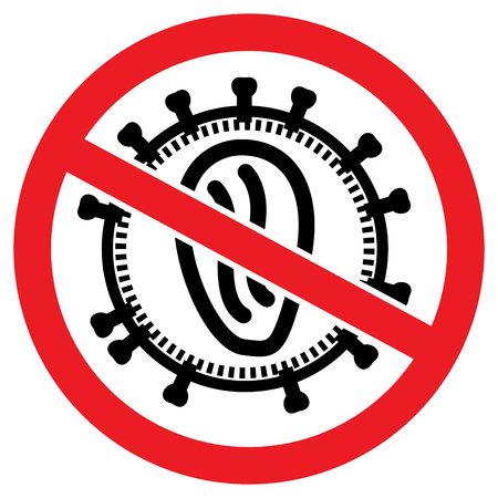 AIDS HIV virus Behind Red Prohibited Sign. Linear vector illustration with editable strokeの写真素材