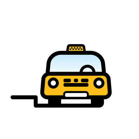 Yellow Taxi Cab. Linear vector illustration with editable line.の写真素材