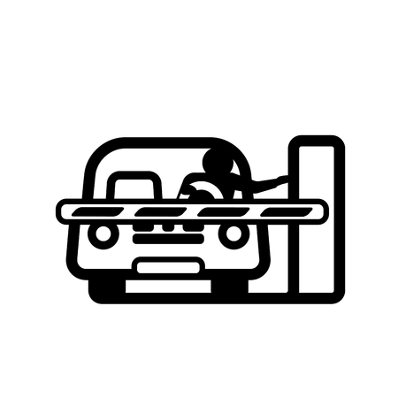 Car at Closed Barrier Gate. Linear vector illustration with editable line.のイラスト素材