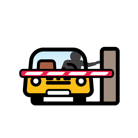 Car at Closed Barrier Gate. Linear vector illustration with editable line.のイラスト素材