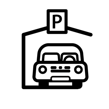 Passenger Car Parked in covered parking space. Linear vector illustration with editable line. EPS10のイラスト素材