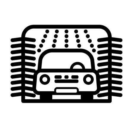 Passenger Car at automatic car wash station. Linear vector illustration with editable line.の写真素材