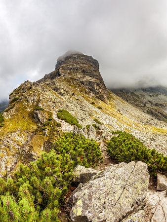 View from Krab to Czarny Staw Gasienicowy and Zielona Dolina Gasienicowa valey in Tatra Mountains, Poland, Europeの写真素材