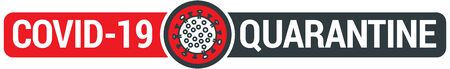 Covid-19 quarantine sign with virus illustration. Vector iconのイラスト素材