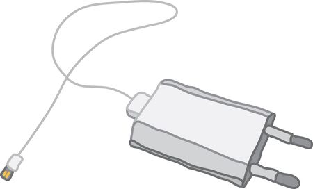 White Cell Phone Charger with Cord. Freehand drawingのイラスト素材